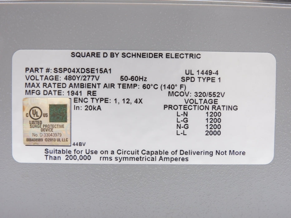 SQUARE D SSP04XDSE15A1 277V NSNP