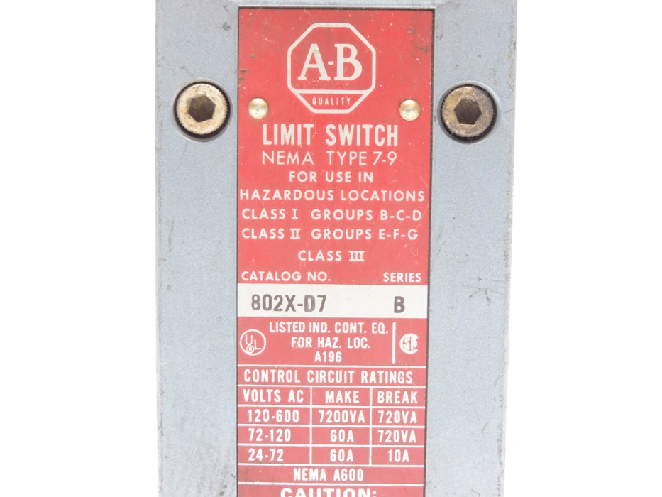 ALLEN BRADLEY 802X-D7 SER. B UNMP
