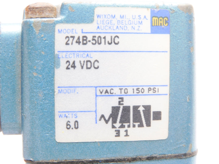 MAC 274B-501JC 24VDC 150PSI UNMP
