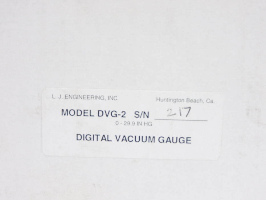 L.J. ENGINEERING DVG-2 0-29.9"HG NSMP