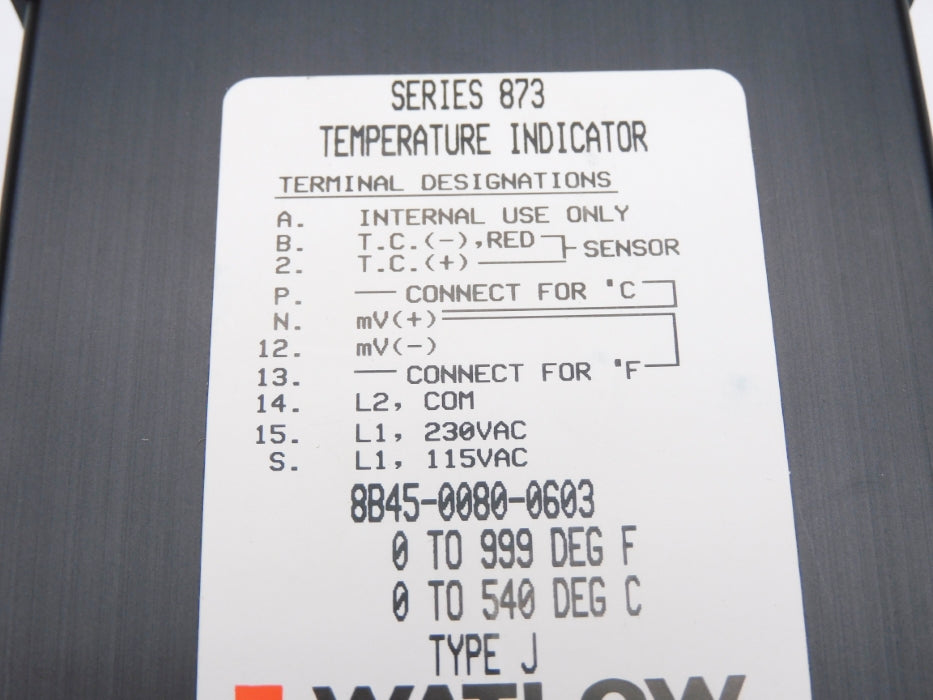 WATLOW CONTROLS 8B45-0080-0603 0-999'F 0-540'C NSNP