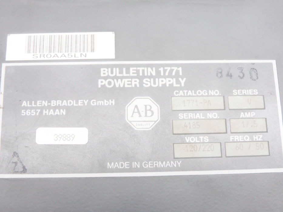 ALLEN BRADLEY 1771-PA SER. V UNMP