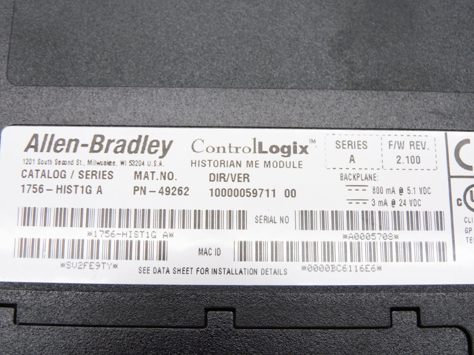 ALLEN BRADLEY 1756-HIST1G SER. A F/W 2.100 NSNP