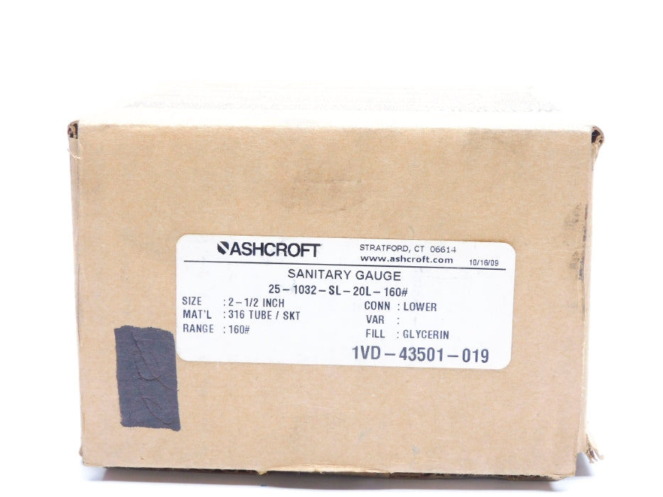 ASHCROFT 25-1032-SL-20L-160# 160PSI NSMP