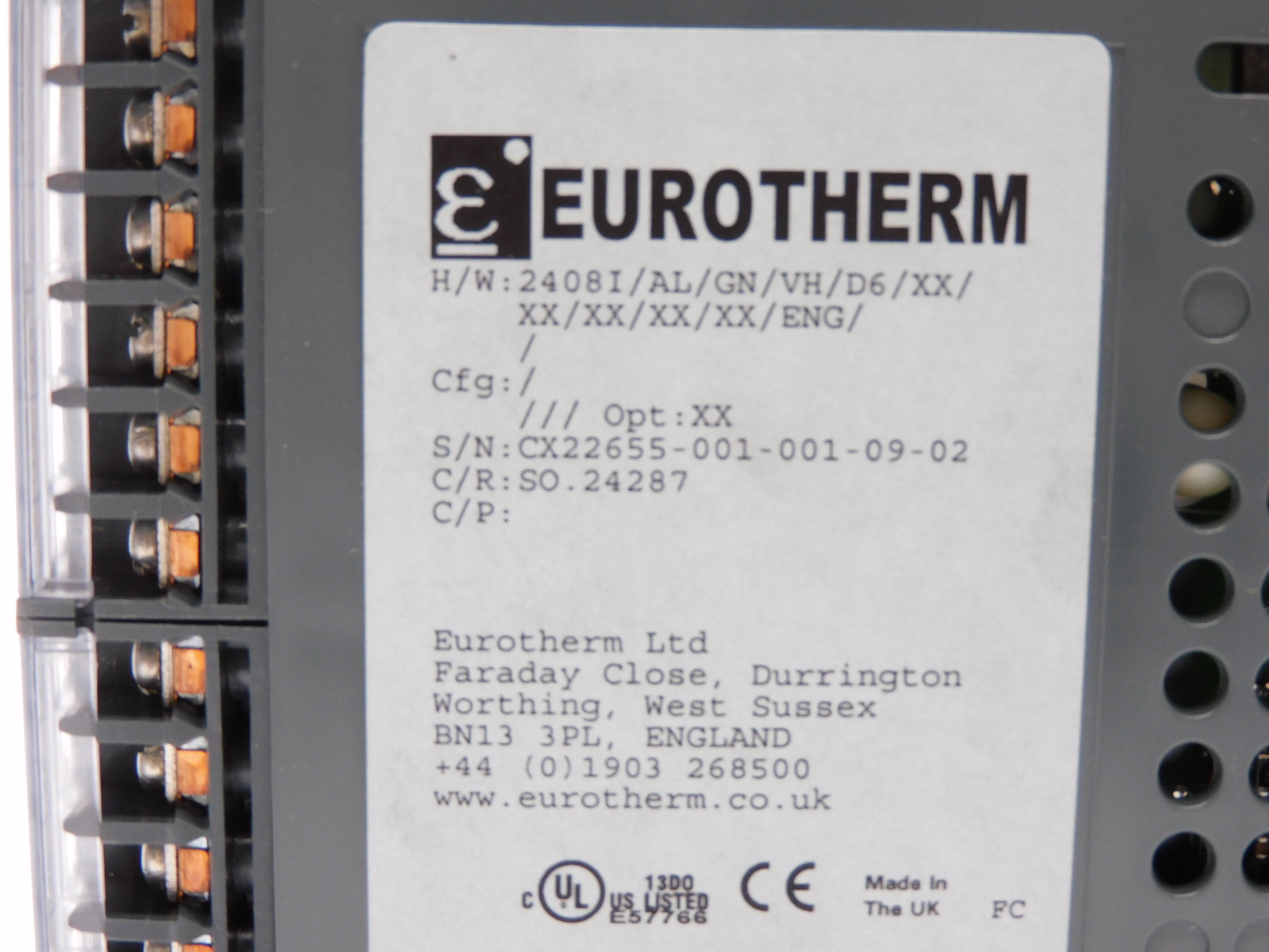 EUROTHERM 2408I/AL/GN/VH/D6/XX/XX/XX/XX/XX/ENG NSMP