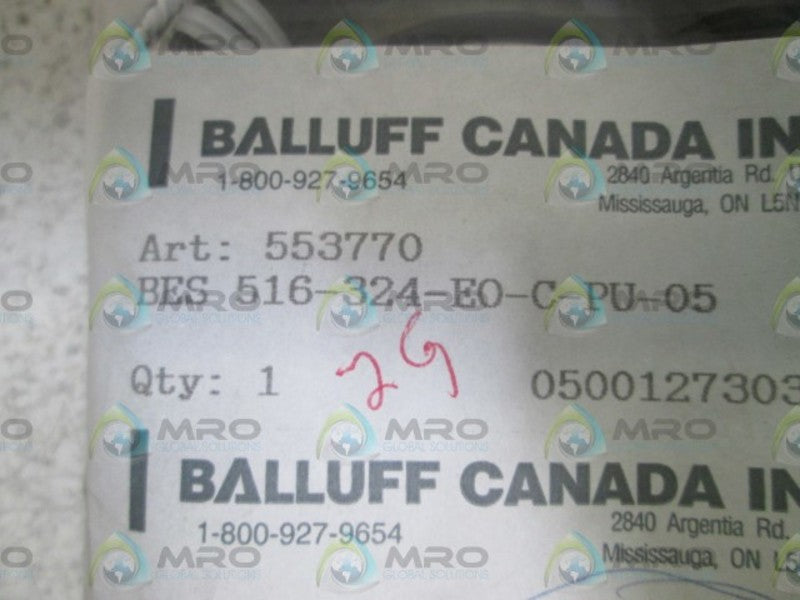 BALLUFF INDUCTIVE SENSOR BES516-324-E0-C-PU-05 * NEW IN BAG *