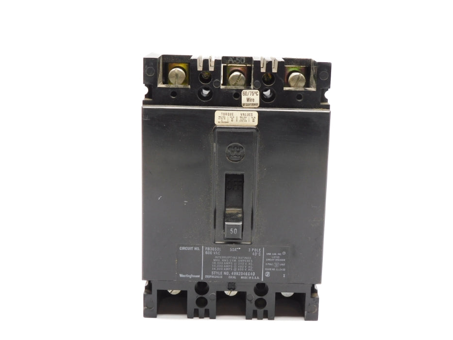 WESTINGHOUSE FB3050L 50A 600VAC UNMP