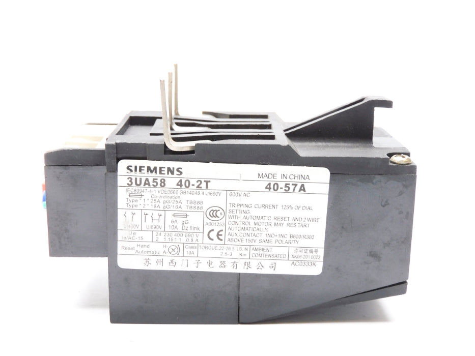 SIEMENS 3UA5840-2T 600VAC 40-57A NSMP