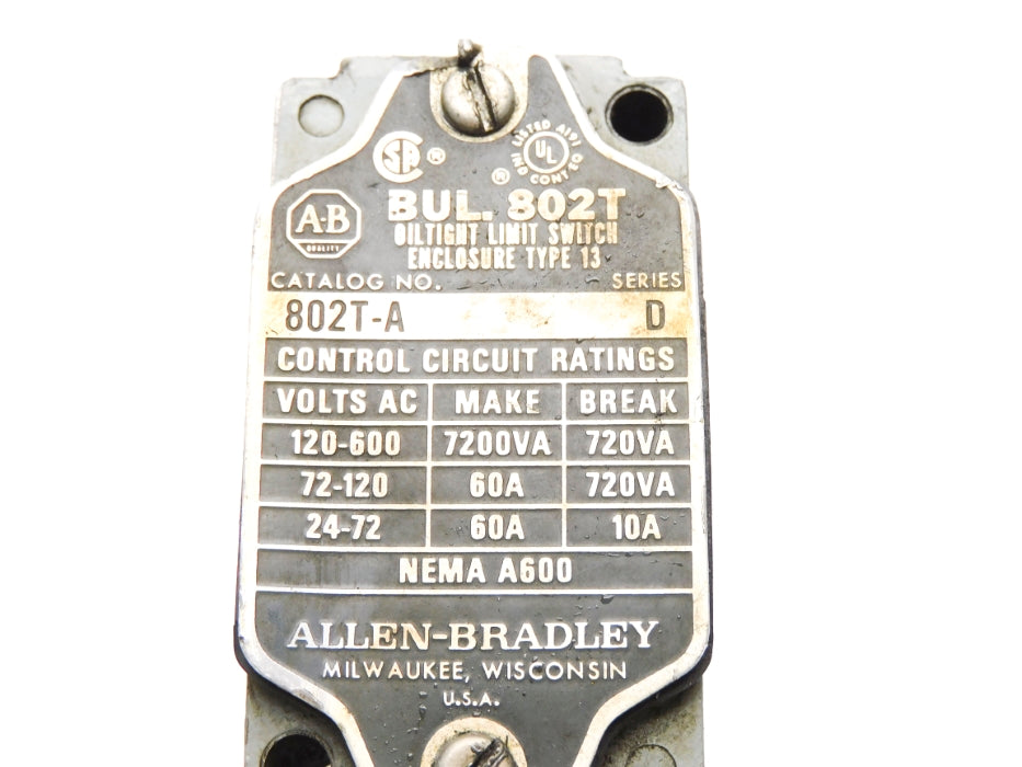 ALLEN BRADLEY 802T-A SER. D UNMP