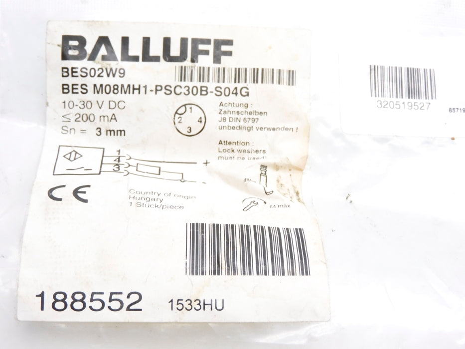 BALLUFF BESM08MH1-PSC30B-S04G BES02W9 NSMP