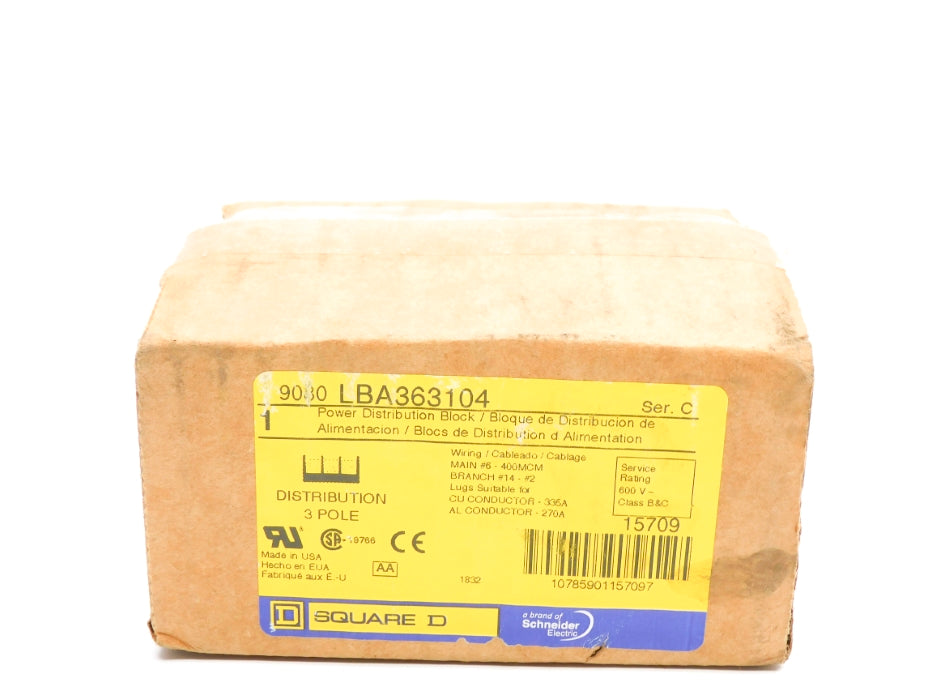 SQUARE D 9080LBA363104 SER. C 600V NSMP