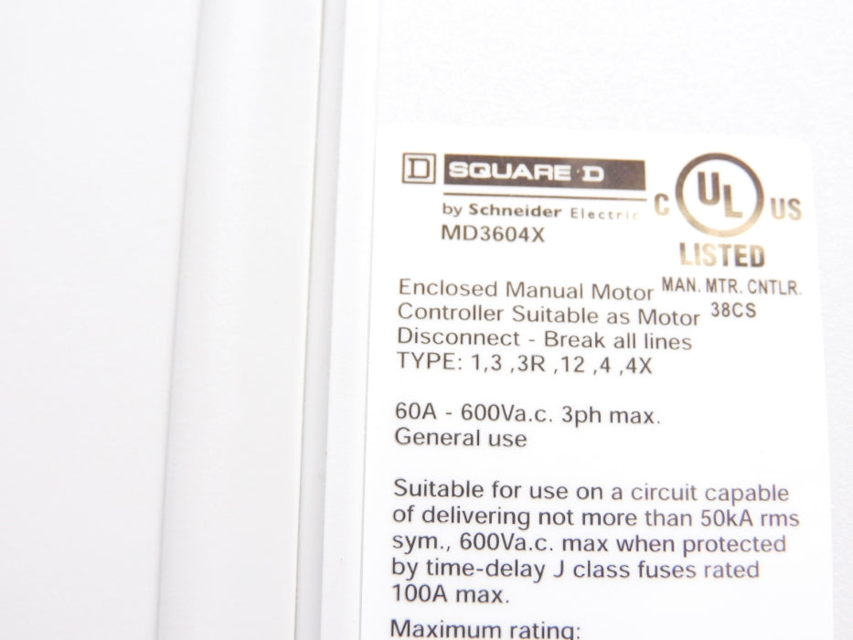 SQUARE D MD3604X NSNP