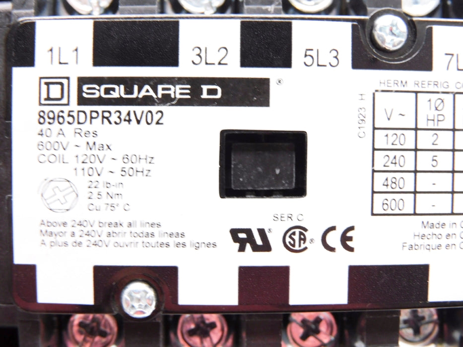 SQUARE D 8965DPR34V02 SER. C 120V 40A NSMP