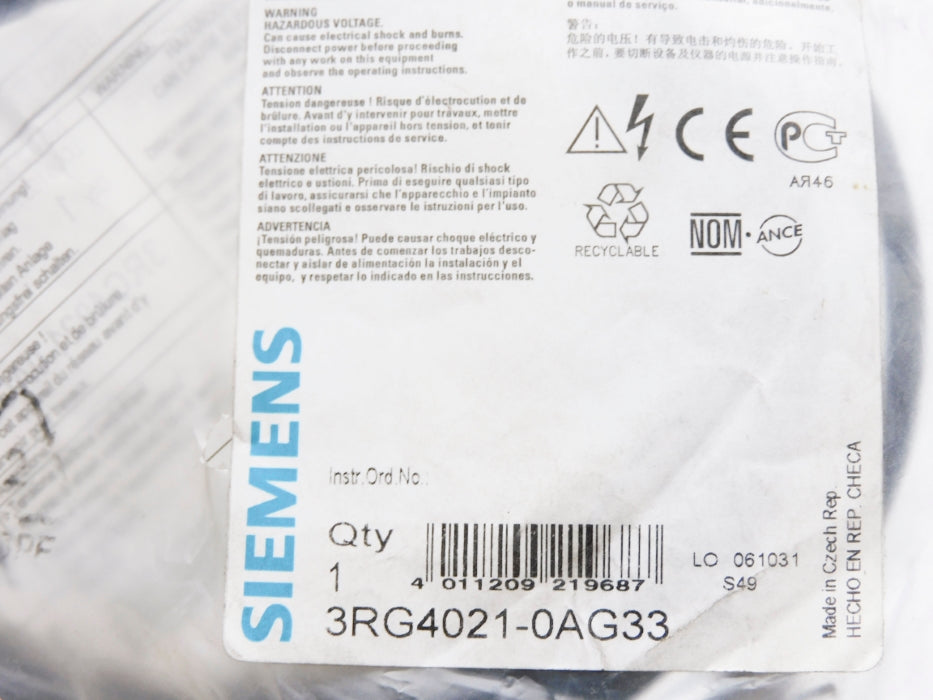 SIEMENS 3RG4021-0AG33 (AS PICTURED) NSMP