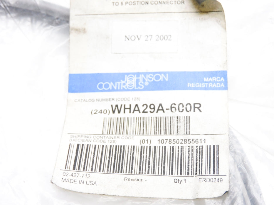 JOHNSON CONTROLS WHA29A-600R NSMP