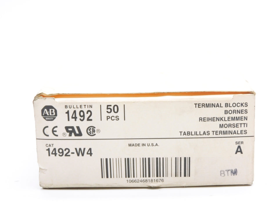 ALLEN BRADLEY 1492-W4 SER. A 600V (PKG OF 50) (WH) NSMP