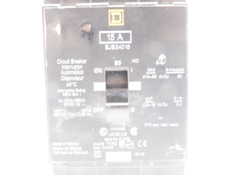 SQUARE D EJB34015 277V 15A UNMP