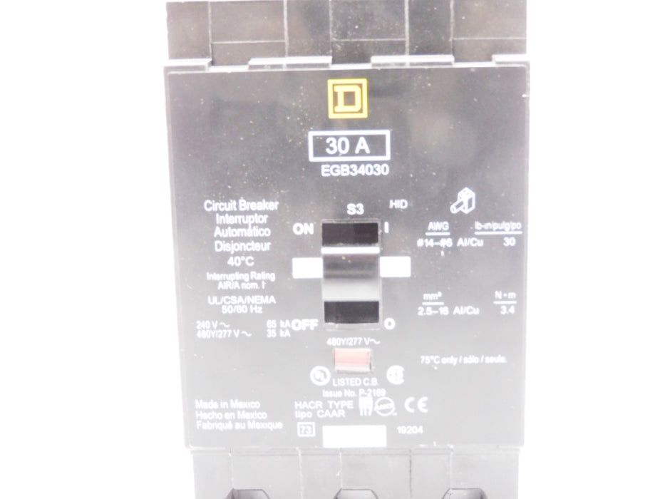 SQUARE D EGB34030 30A 480/277V NSNP