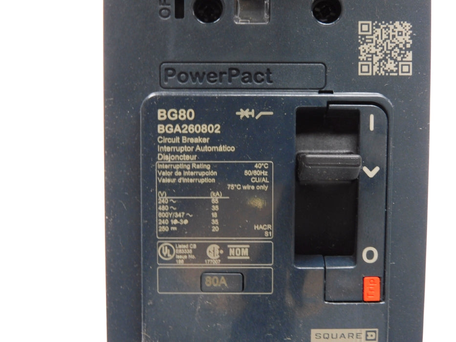 SQUARE D BGA260802 480V 80A NSMP