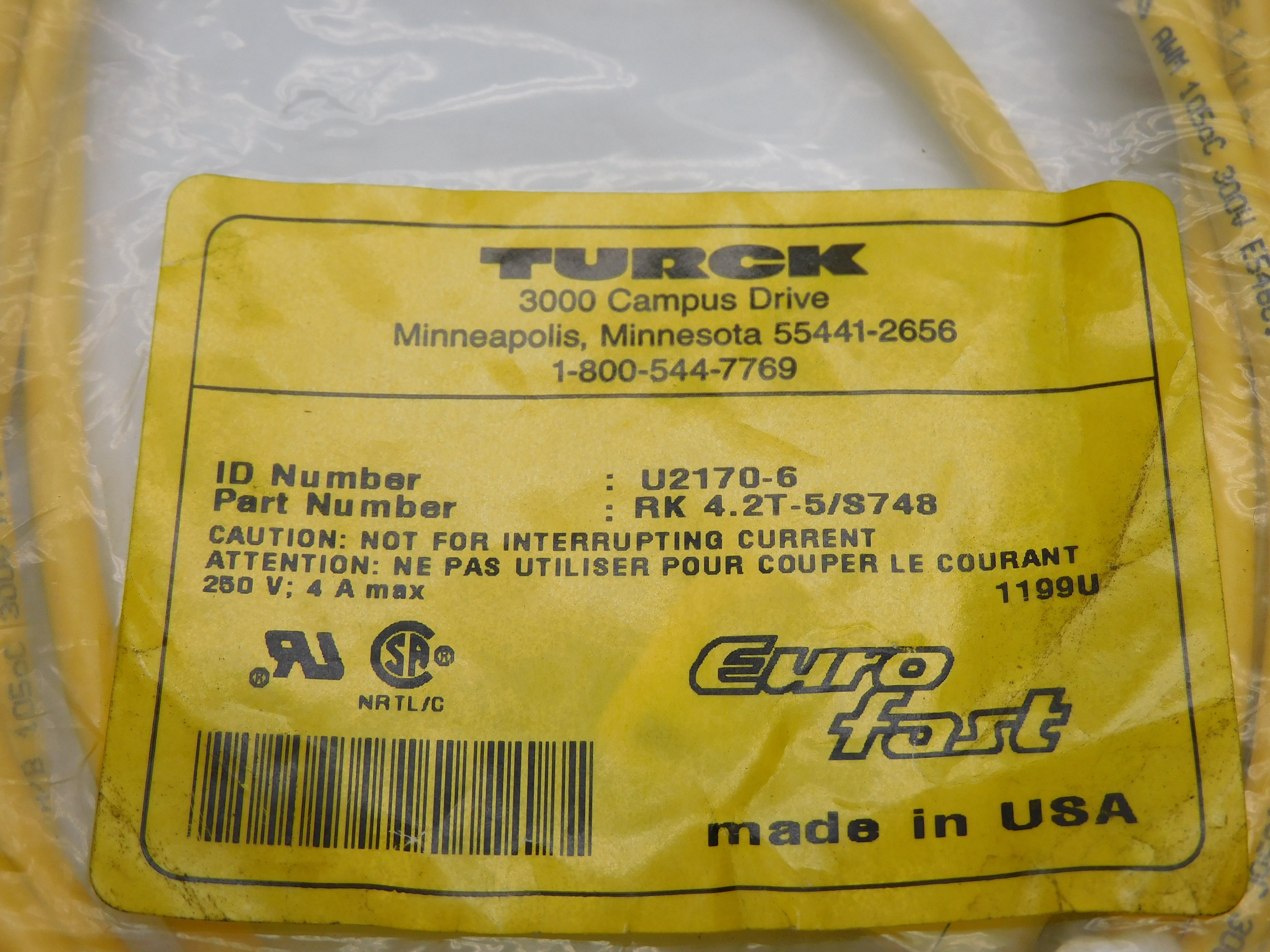 TURCK RK4.2T-5/S748 U2170-6 NSMP
