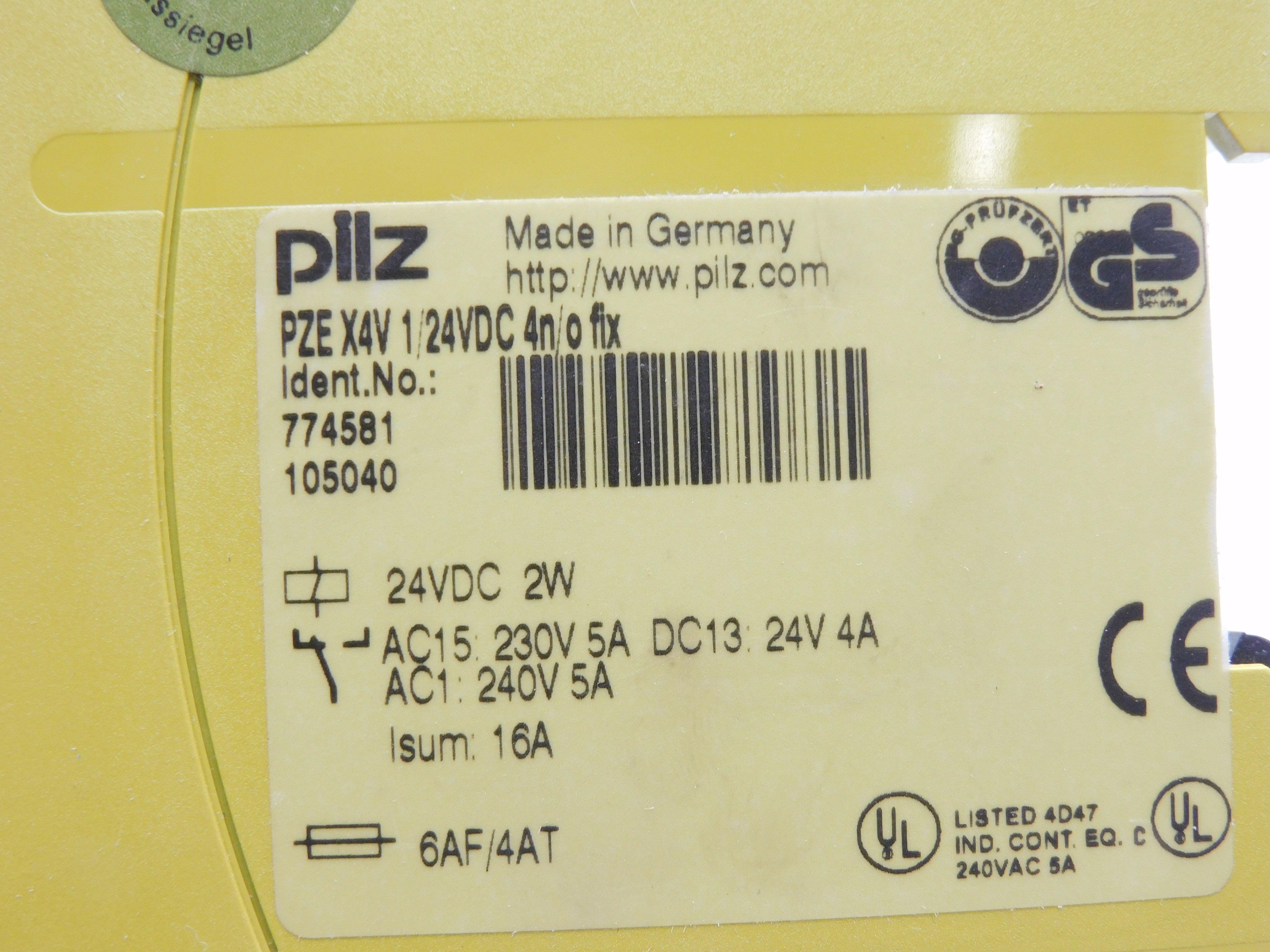 PILZ PZEX4V1/24VDC4N/OFIX 24VDC (2W) NSMP