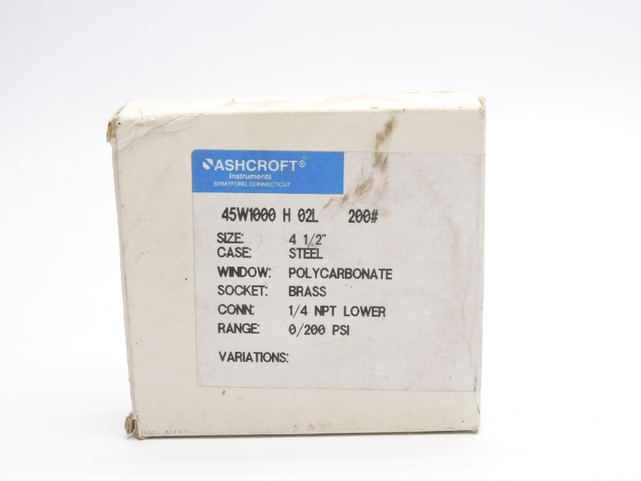 ASHCROFT 45W1000H02L200# 0-200PSI 4-1/2" NSMP