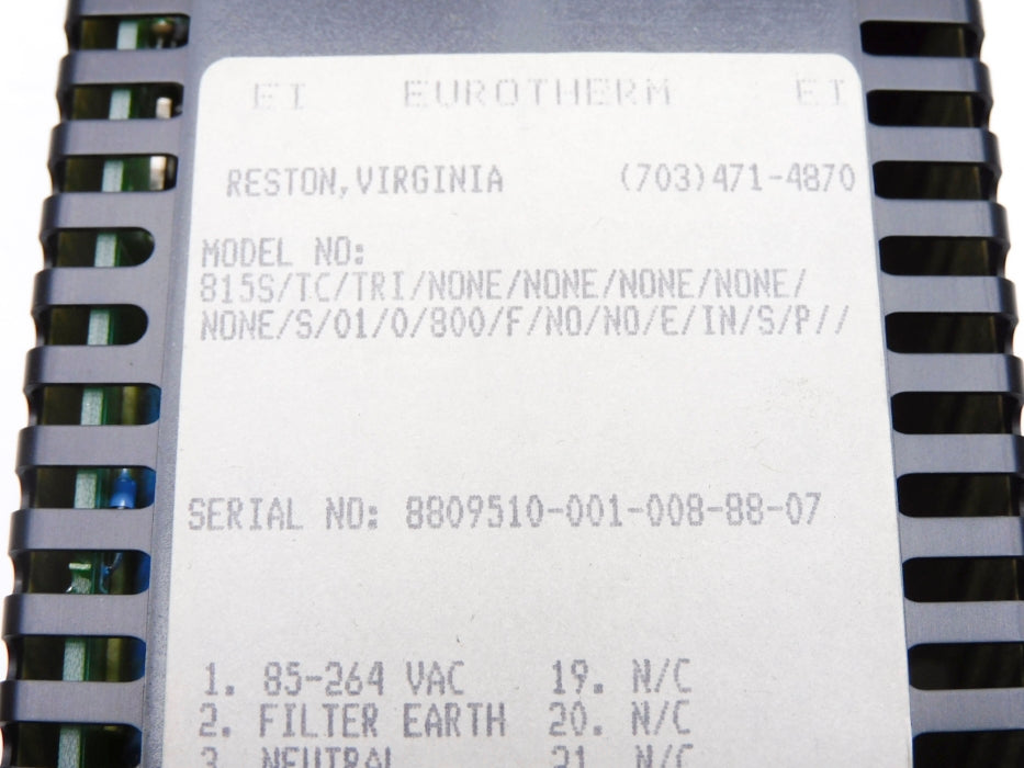 EUROTHERM 815S/TC/TRI/NONE/NONE/NONE/NONE/NONE/S/01 0-800'F NSMP