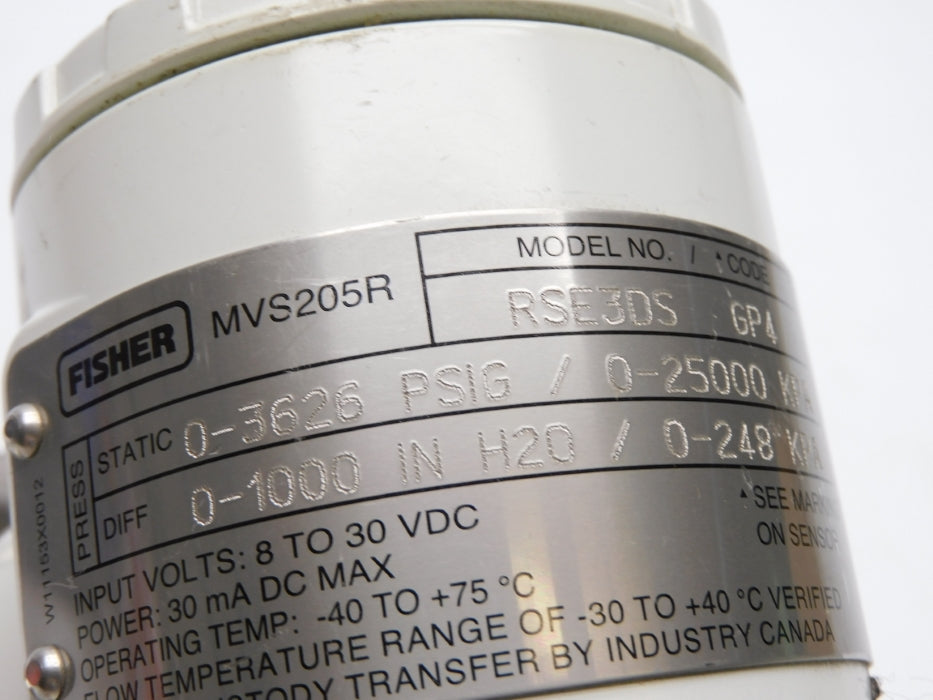 FISHER MVS205R RSE3DS 0-3626PSIG NSNP