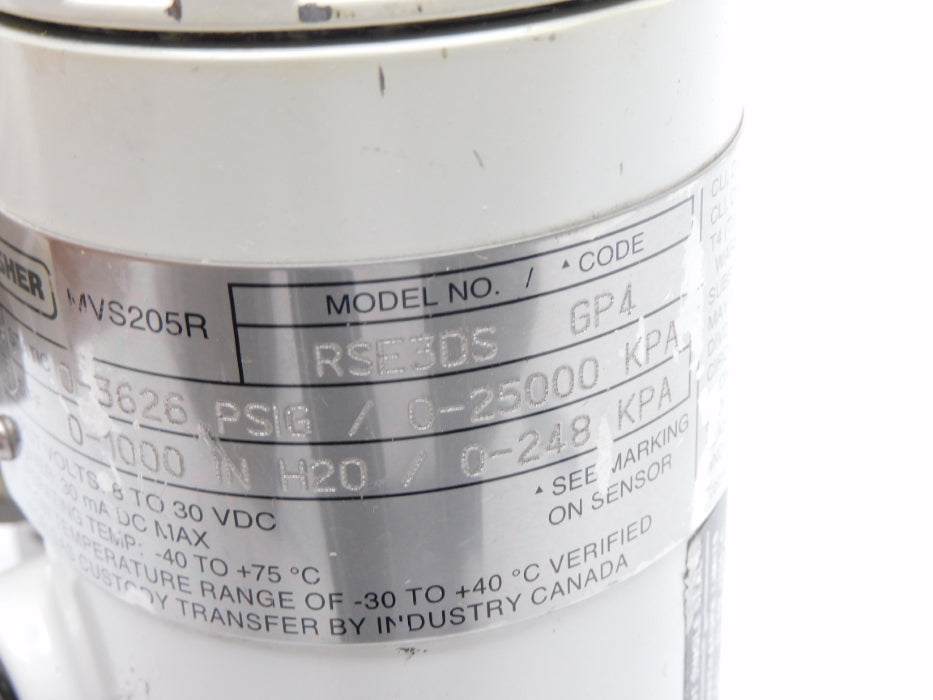FISHER MVS205R RSE3DS 0-3626PSIG UNMP