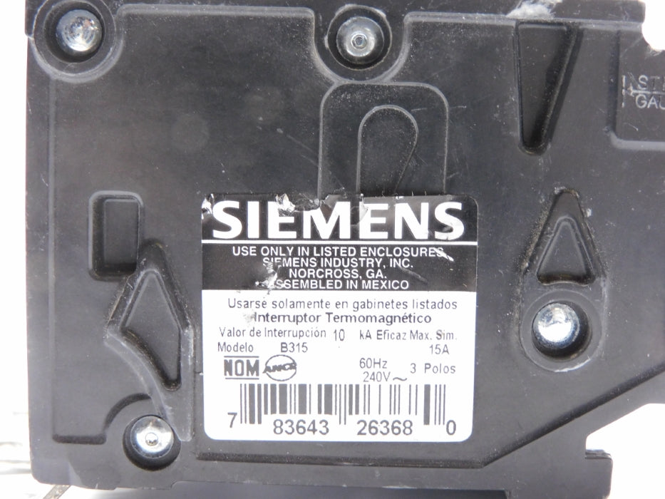 SIEMENS B315 15A 240V (AS PICTURED) UNMP