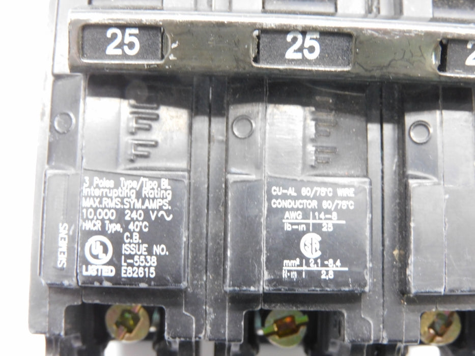 SIEMENS B325 25A 240V UNMP