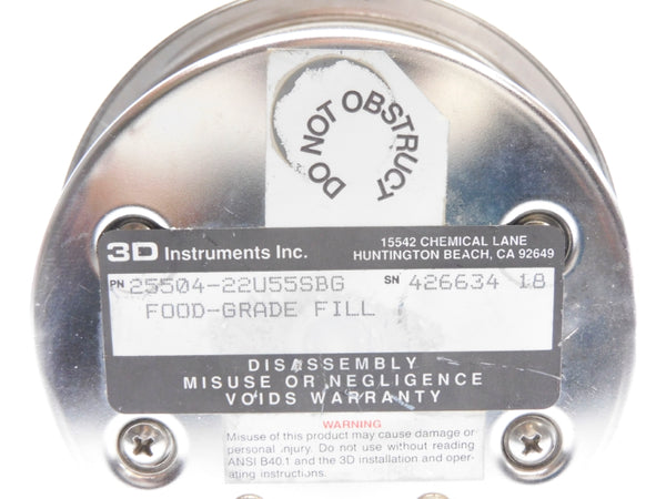 3D INSTRUMENTS 25504-22U55SBG 60PSI UNMP