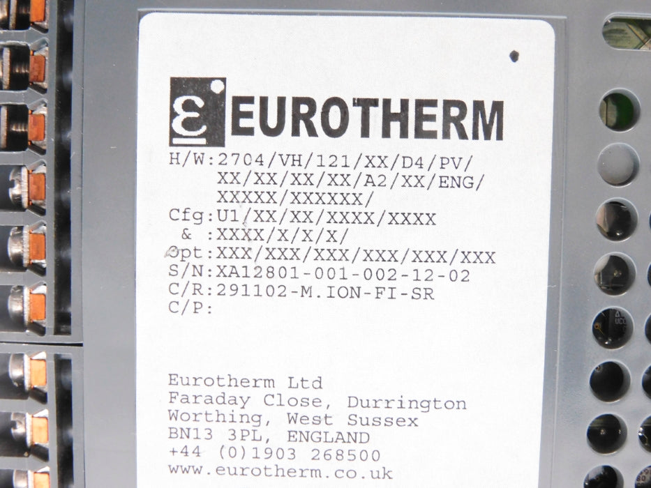 EUROTHERM 2704/VH/121/XX/D4/PV/XX/XX/XX/XX/A2/XX/ENG/XXXXX/XXXXXX/ UNMP
