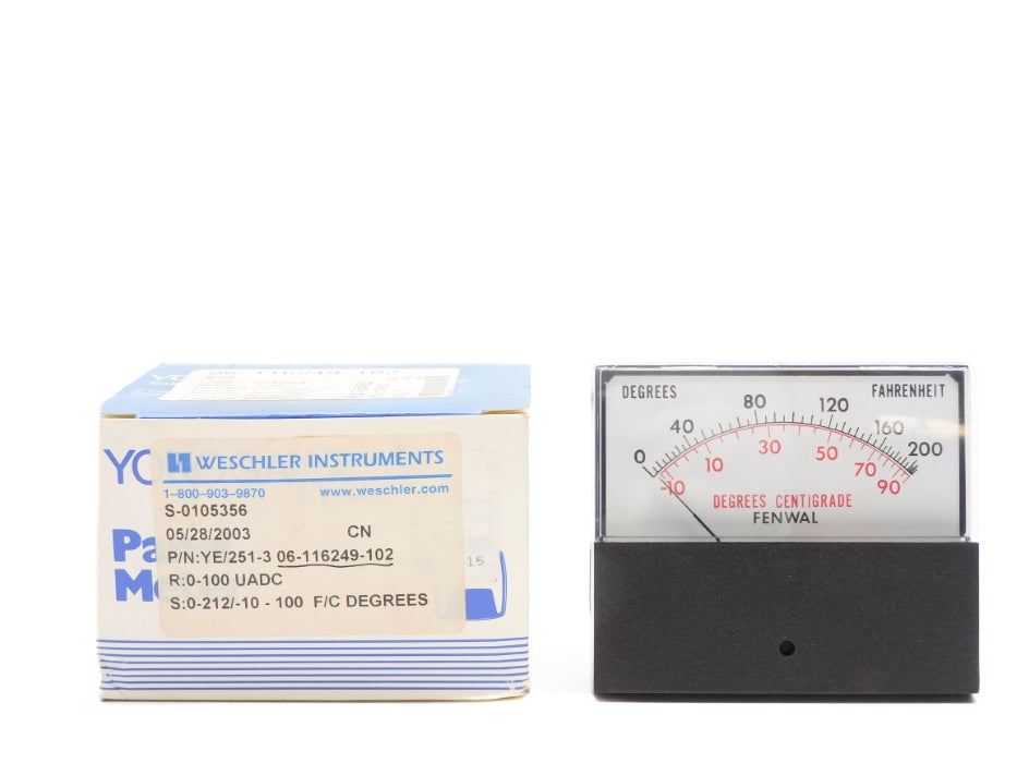 WESCHLER INSTRUMENTS YE/251-3 06-116249-102 0-212/-10-100 CF'/C' NSMP