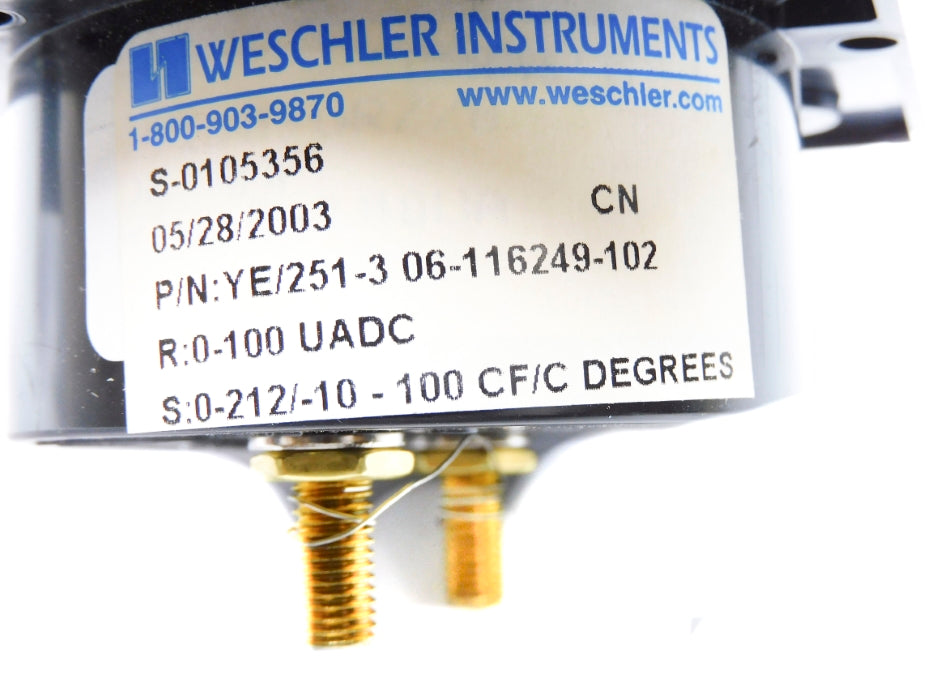 WESCHLER INSTRUMENTS YE/251-3 06-116249-102 0-212/-10-100 CF'/C' NSMP