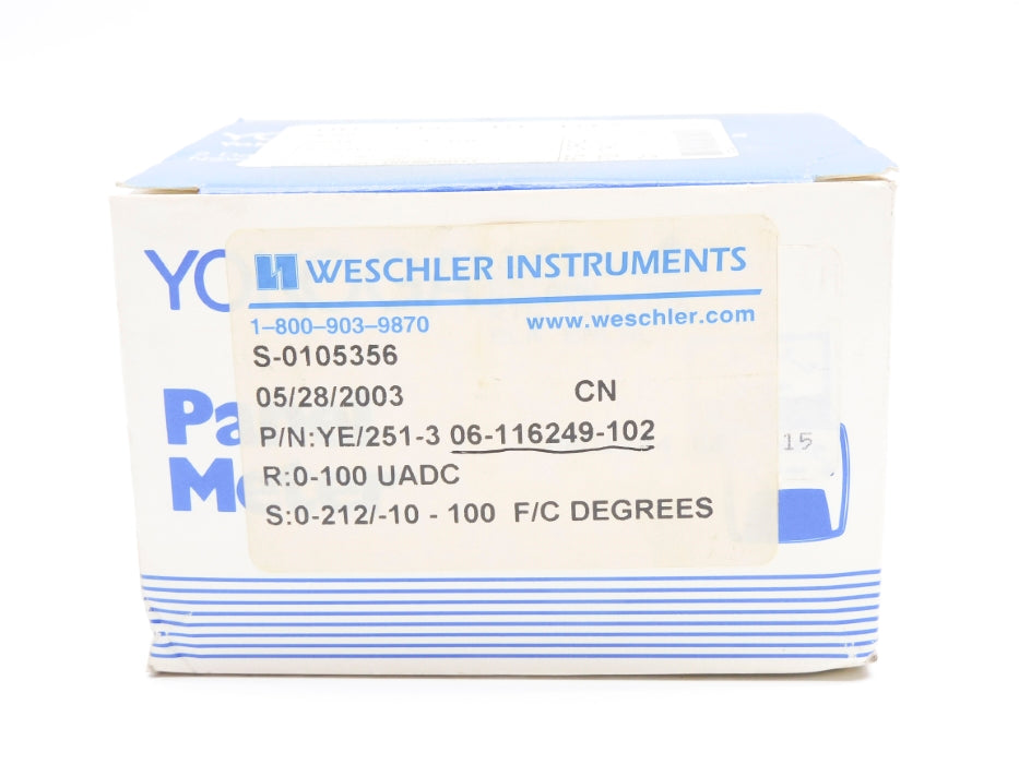 WESCHLER INSTRUMENTS YE/251-3 06-116249-102 0-212/-10-100 CF'/C' NSMP