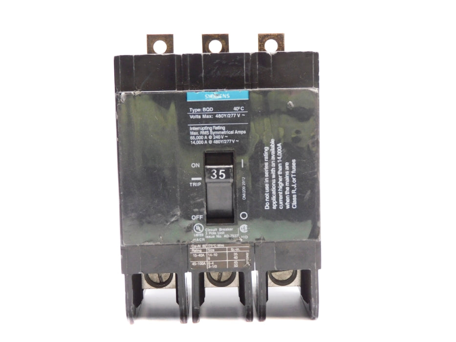 SIEMENS BQD335BP 35A 480/277V UNMP