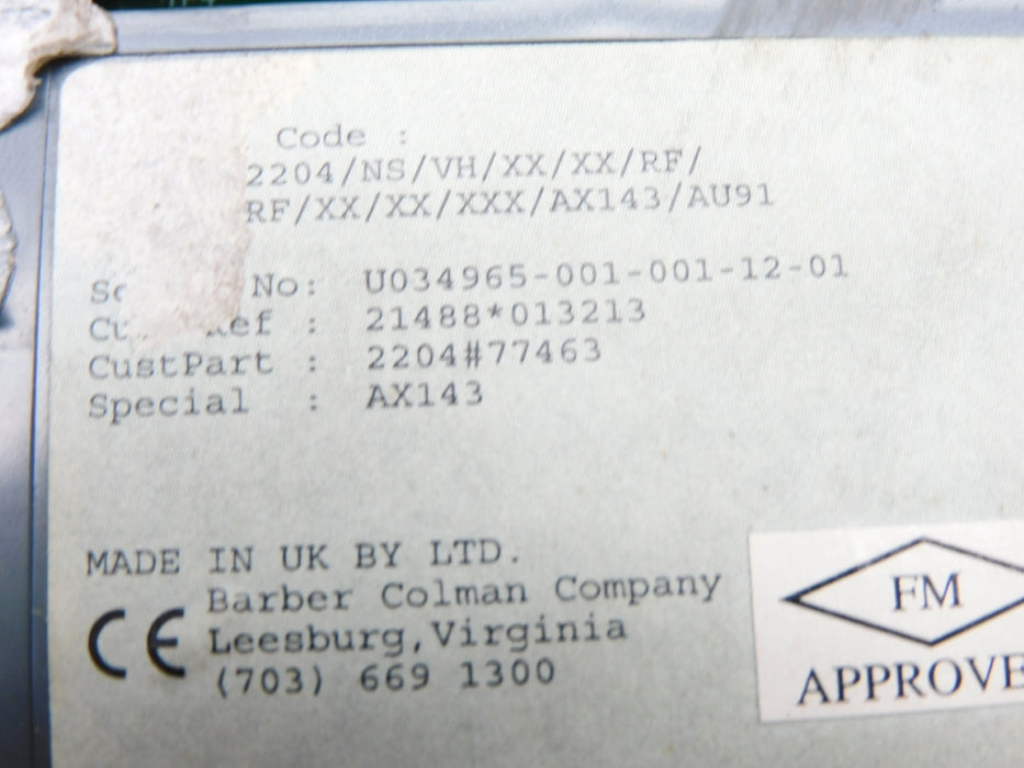 EUROTHERM 2204/NS/VH/XX/XX/RF/RF/XX/XX/XXX/AX143/AU91 UNMP