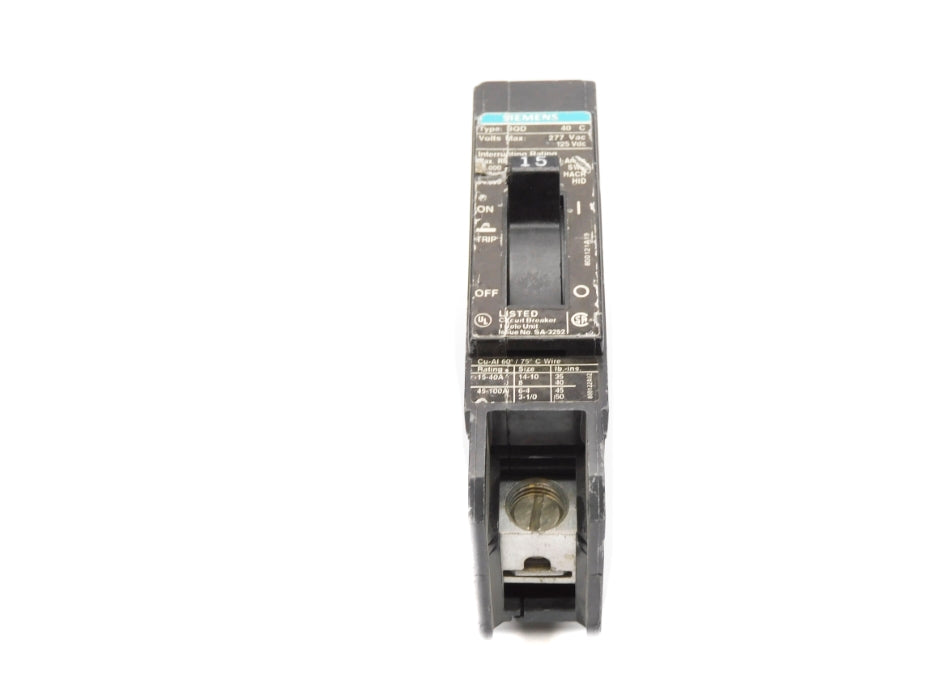SIEMENS BQD215 15A 277VAC 125VDC (AS PICTURED) UNMP