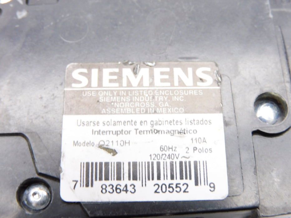 SIEMENS Q2110H 110A 120/240V UNMP
