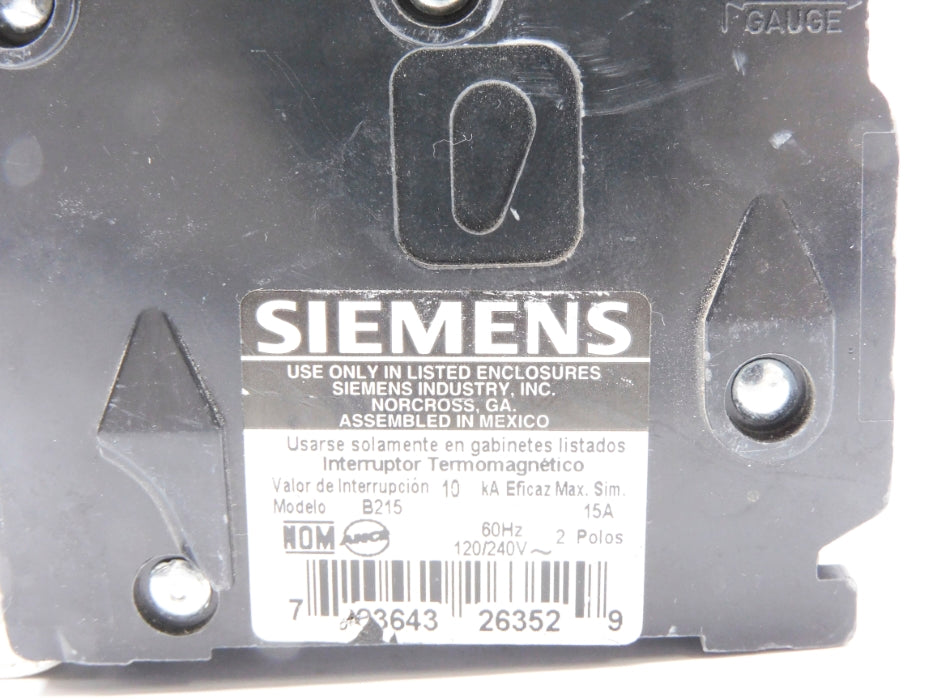 SIEMENS B215 15A 120/240V UNMP