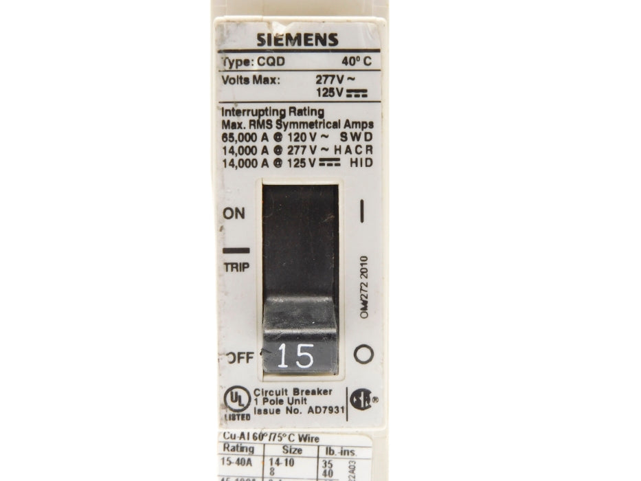 SIEMENS CQD115 115A 277/125V UNMP