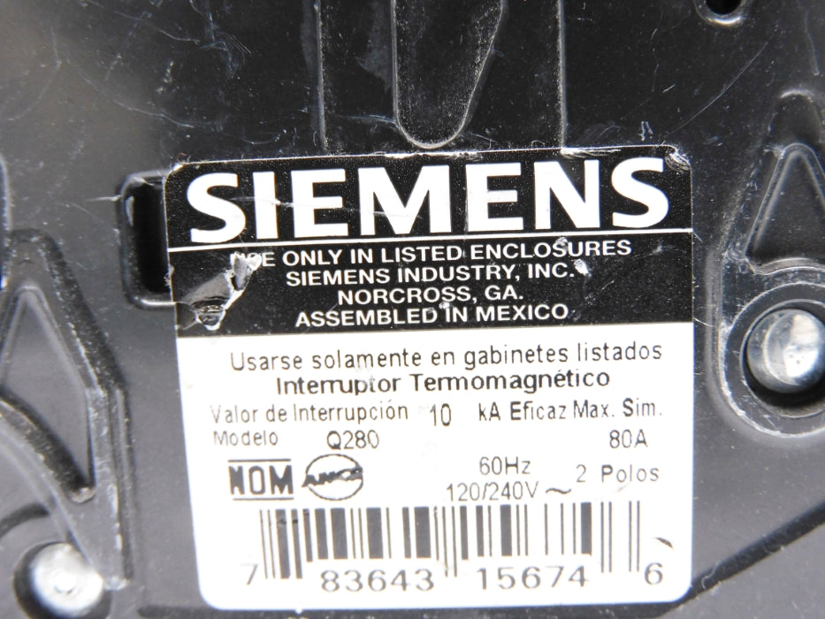 SIEMENS Q280 80A 120/240V (AS PICTURED) UNMP