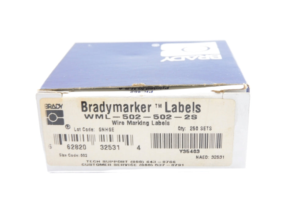 BRADY WML-502-502-2S (PKG OF 250) NSMP