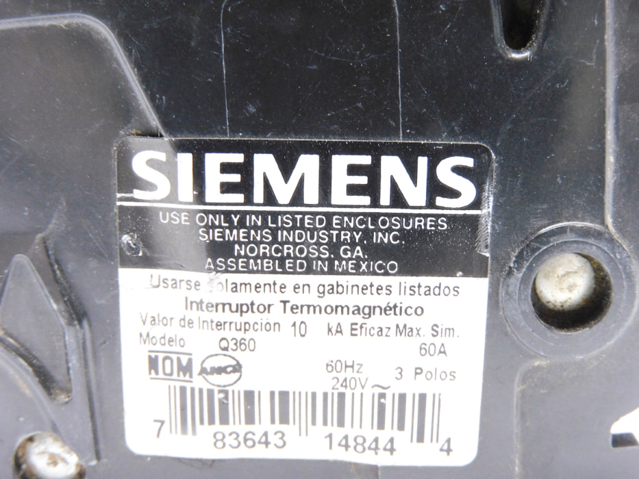 SIEMENS Q360 60A 240V (AS PICTURED) UNMP