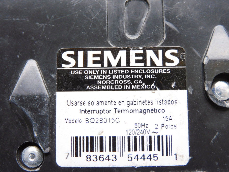 SIEMENS BQ2B015C 15A 120/240V (AS PICTURED) NSNP