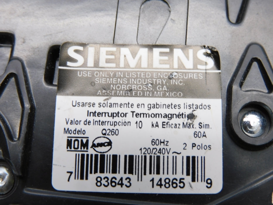 SIEMENS Q260 60A 120/240V (AS PICTURED) NSNP