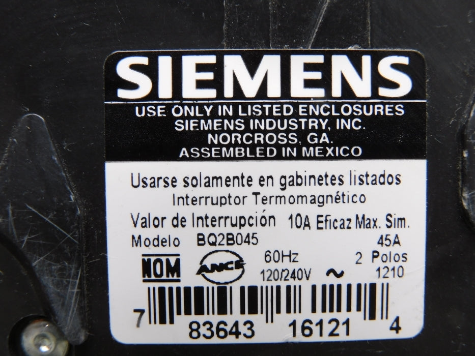 SIEMENS BQ2B045 45A 120/240V (AS PICTURED) UNMP