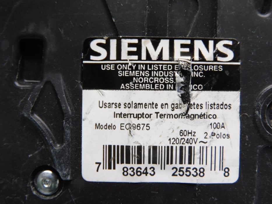 SIEMENS EQ9675 100A 120/240V (AS PICTURED) UNMP