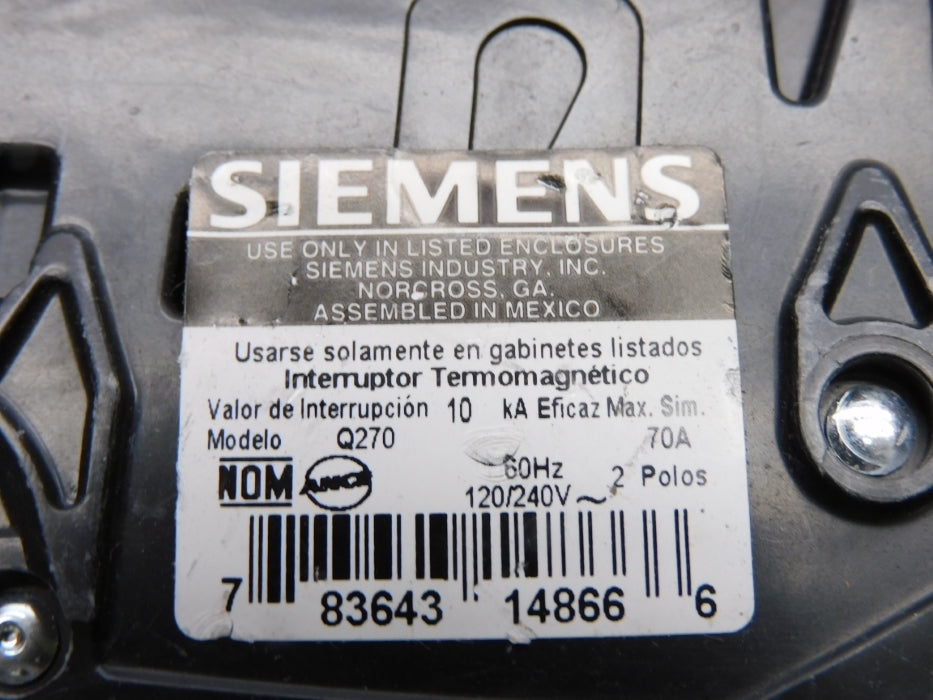 SIEMENS Q270 70A 120/240V (AS PICTURED) UNMP